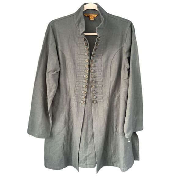 T1 April Cornell Sheffield Coin-Accented Tunic Jacket Sage Green Medium‎ - Picture 1 of 8